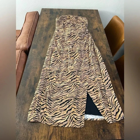 vix paula hermanny strapless leopard print midi dress - Picture 1 of 11